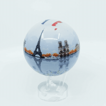 CITY SERIES PARIS GLOBE MOVA video, Paris Eiffel Tower design with Seine river reflections and autumn trees.