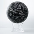 將圖片載入到圖庫檢視器中, CONSTELLATIONS MOVA Globe close-up with silver star patterns, rotating sphere powered by ambient light and hidden magnets.