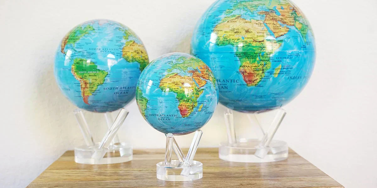 MOVA Relief Map Blue Globes