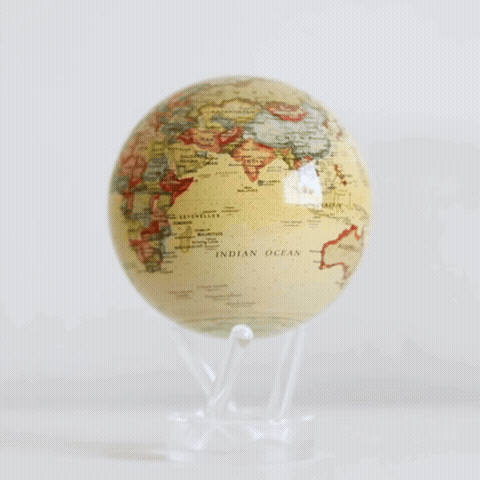 ANTIQUE YELLOW POLITICAL MAP GLOBE