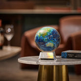 Earth Turquoise Gem globe displayed in a modern living room