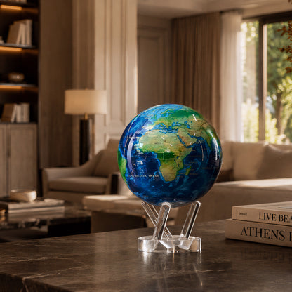 Earth Turquoise Gem globe on a marble side table