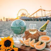 Seafoam green MOVA Globe styled for an elegant outdoor gathering