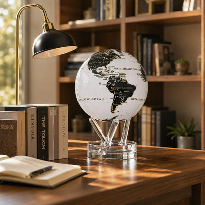 Giled Terra Lux MOVA Globe displayed in a sophisticated home office