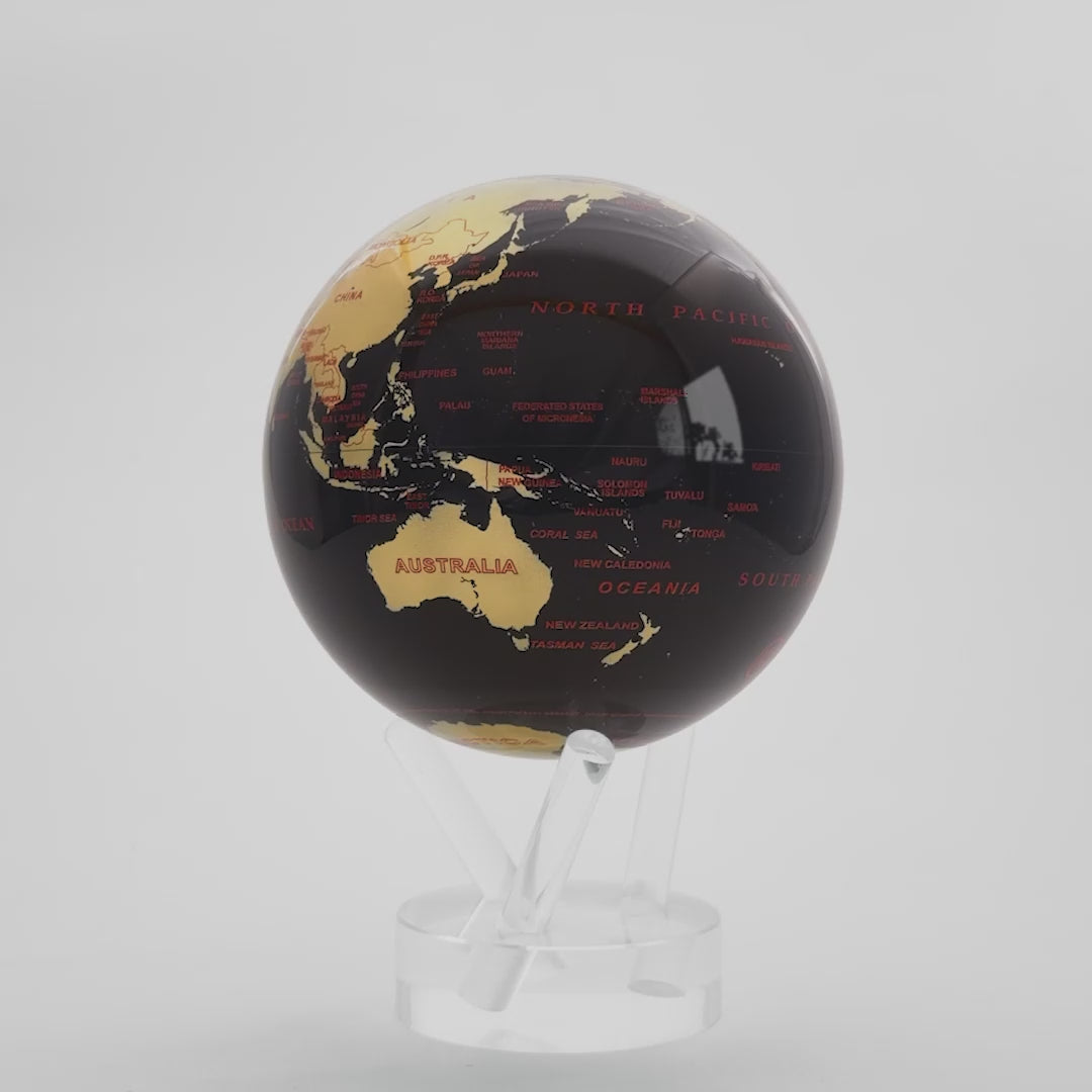 Aurum Ignis World MOVA Globe with black oceans and gold continents